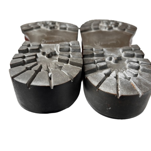 Talbots Slide Mules Sz 6.5 Brown Croc Embossed Leather Clog Chucky Rugged Soles - Picture 8 of 12